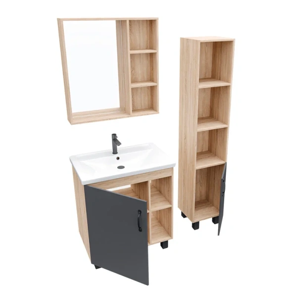 Тумба под раковину напольная Grossman Флай 71,5 см дуб сонома/серая, 70 см - фото 6