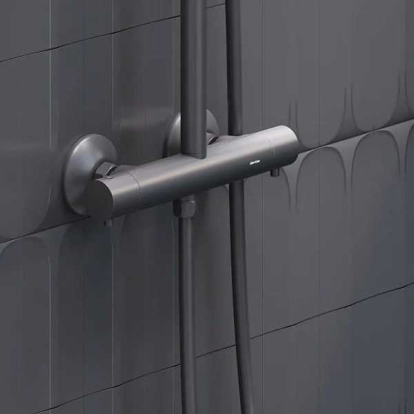 Душевая стойка Damixa Jupiter черная, с термостатом - фото 6