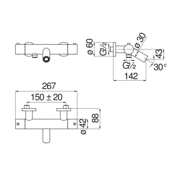 Смеситель для ванны Nobili Velis VE125010/1 термостатический - фото 2