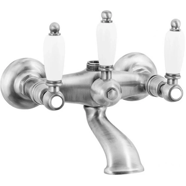 Смеситель для ванны и душа Caprigo Adria-Classic 03-019-crm, цвет хром, ручки белые - фото 1