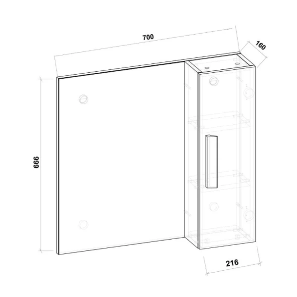 Зеркальный шкаф Grossman Neo 70 см белый - фото 2