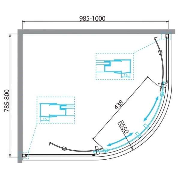 Душевой уголок BelBagno Due 100x80 см стекло прозрачное - фото 2