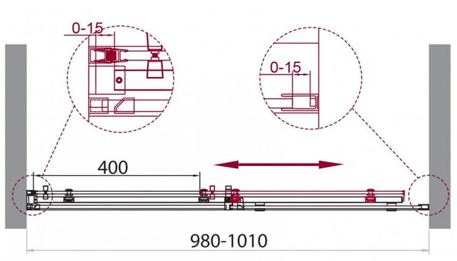 Душевая дверь в нишу Belbagno Acqua 100 см профиль хром стекло прозрачное - фото 2