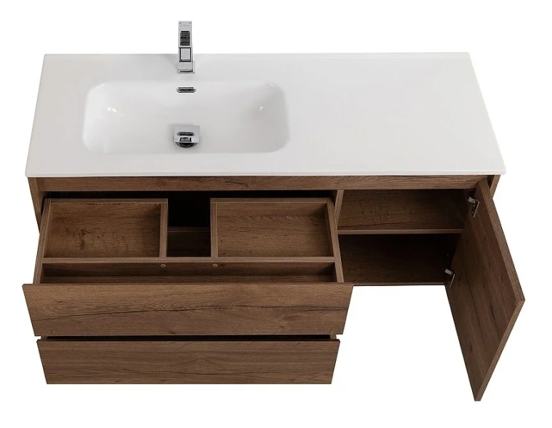 Тумба под раковину подвесная BelBagno Kraft 120 см левосторонняя Rovere Tabacco, недорогo, комплект (набор) - фото 8