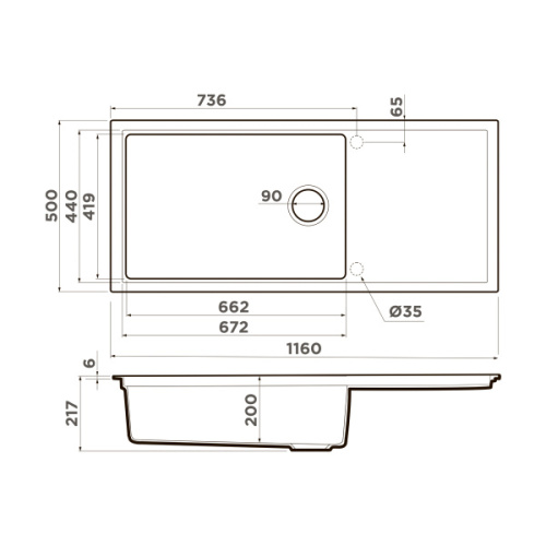 Мойка для кухни Omoikiri Sintesi 116-GR 100 см leningrad grey, керамические - фото 3