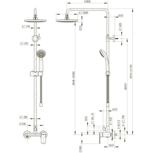 Душевая колонна со смесителем для душа Bravat Opal С F9125183CP-A1-RUS - фото 3