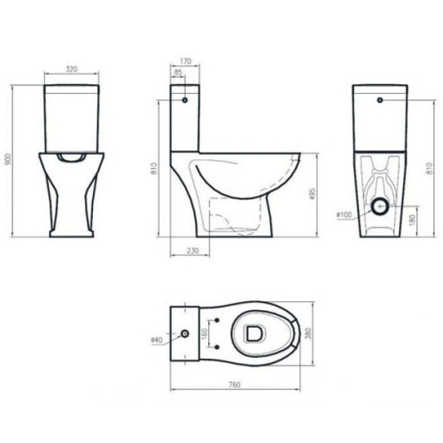 Унитаз компакт Nofer из стеклокерамики - фото 2