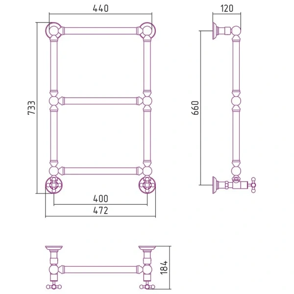 Полотенцесушитель водяной Сунержа Ренессанс 40х66 см шампань - фото 2