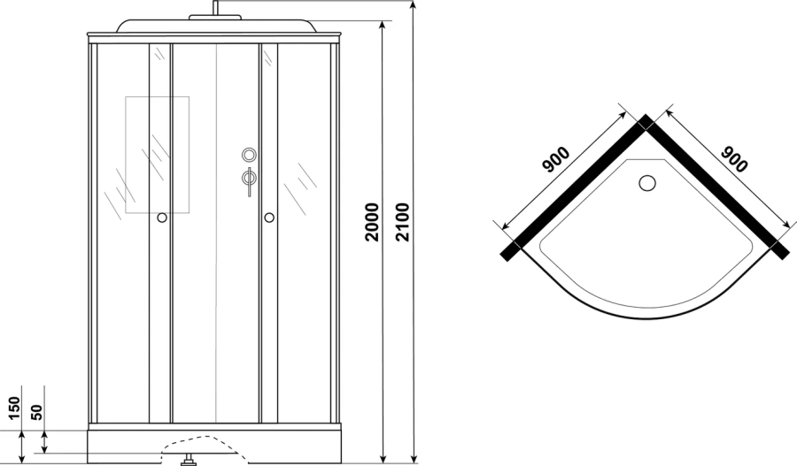 Душевая кабина Niagara Luxe 90х90 см мрамор, угловые, недорогие, для дачи, без гидромассажа, c тропическим душем, с вентиляцией, без крыши - фото 5
