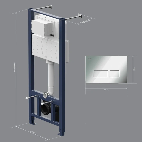 Инсталляция для унитаза Am.Pm Pro с клавишей хром глянец - фото 3