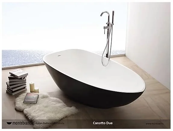 Ванна из литьевого мрамора Montebianco Canotto Due 190 х 90 см, 33050, искусственный камень - фото 2