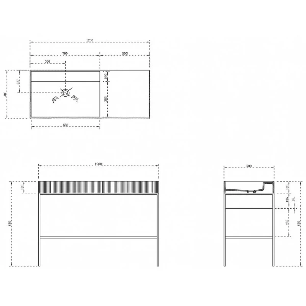 Консоль с раковиной Abber Stein 120 см напольная - фото 2