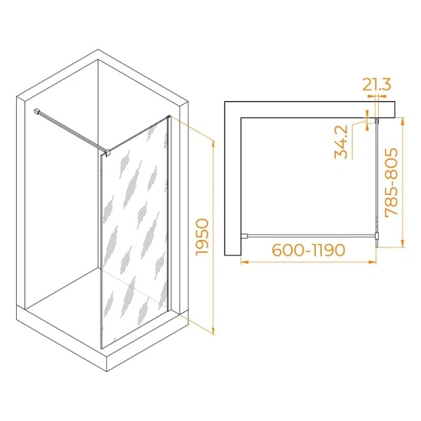 Душевая перегородка RGW Walk In WA-001 351000108 80 см профиль хром - фото 3