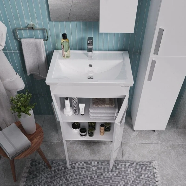 Тумба под раковину напольная Grossman Neo 50 см белая, моноблок - фото 5