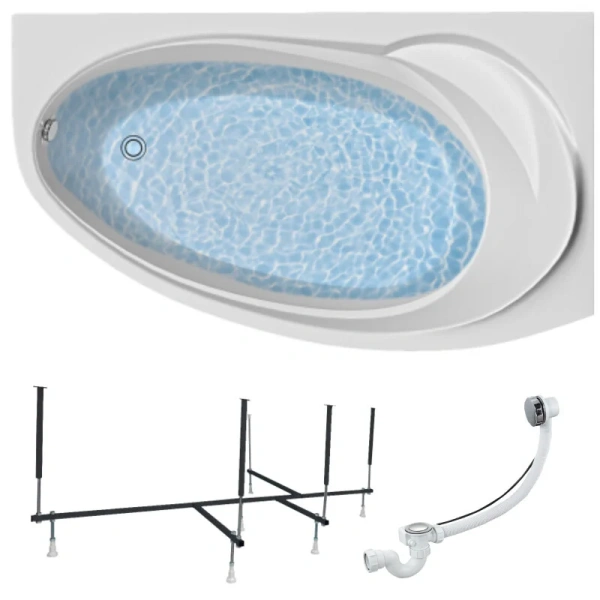 Ванна акриловая 1MarKa Julianna 01дж1695лкс2+/01дж1695пкс2+, 160 x 95 см, левая/правая, цвет белый, в наличии - фото 9