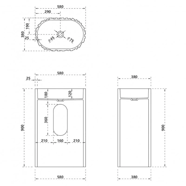 Раковина напольная Abber Stein 60 см белая матовая - фото 2