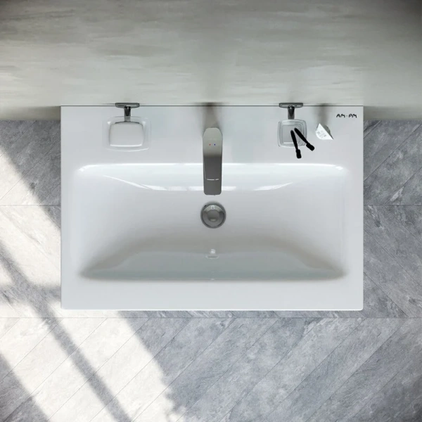 Тумба под раковину напольная два ящика AM.PM Gem, белый глянец, моноблок - фото 5