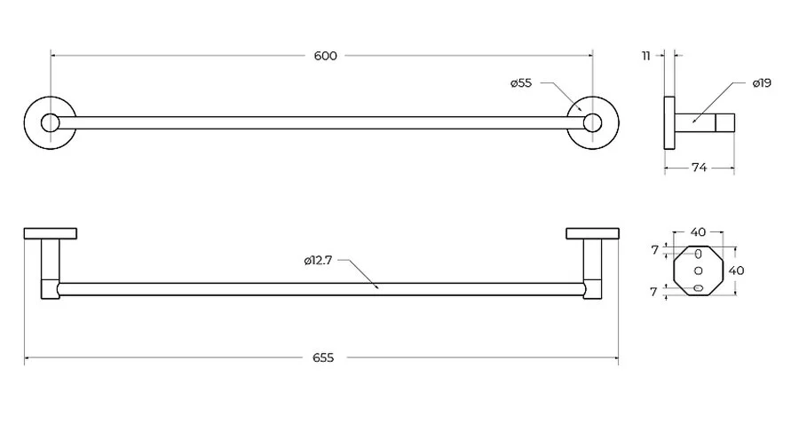 Полотенцедержатель Cezares Relax хром - фото 2
