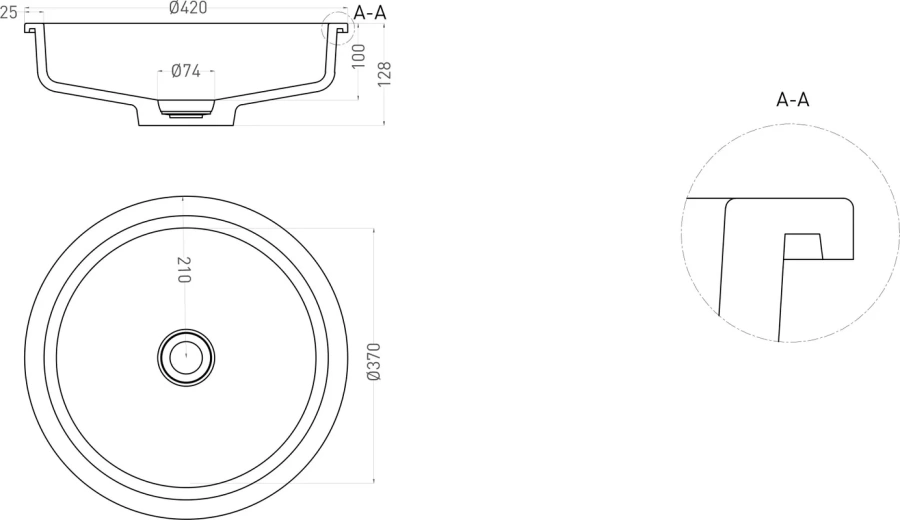 Раковина Salini Marea 04 42 см встраиваемая, из камня - фото 7