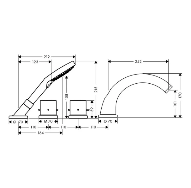 Смеситель на борт ванны Axor Starck 10466000 - фото 2