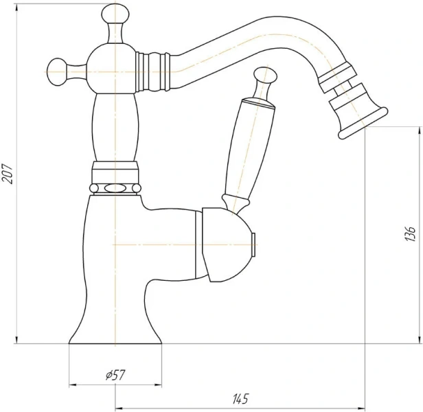 Смеситель для биде Migliore Oxford тосканская бронза, для биде - фото 2