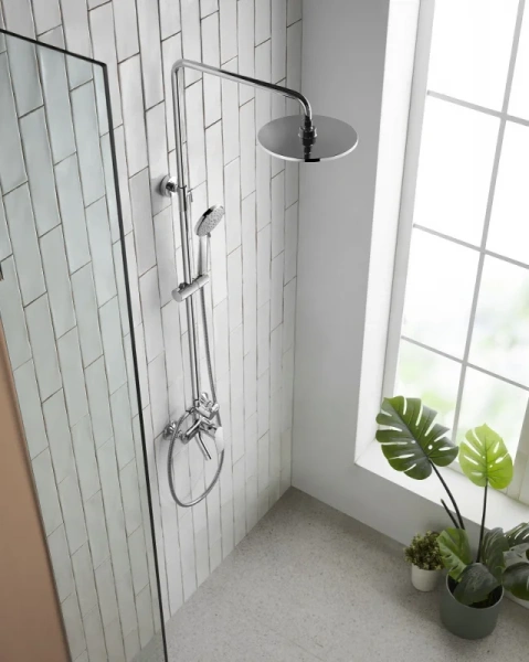 Душевая стойка Bravat Rhein со смесителем, хром - фото 3