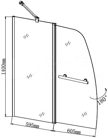 Шторка для ванны Grossman 120х140 см хром стекло прозрачное, 120 см - фото 2
