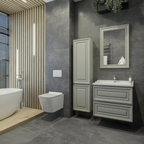 Шкаф-пенал подвесной Caprigo Ponza 40 см серый, левый - фото 3