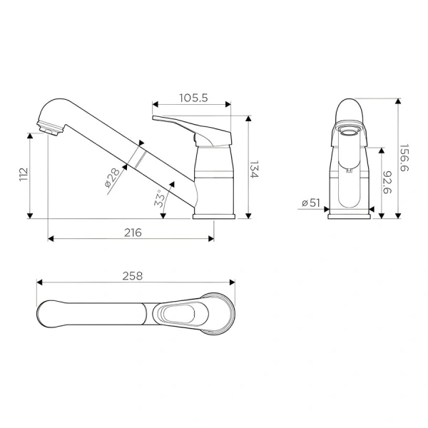 Смеситель для кухни Omoikiri Tateyama-S 49941 с выдвижным изливом - фото 2