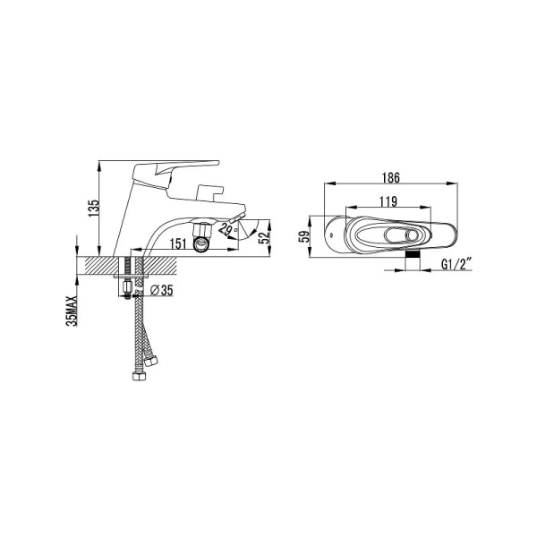 Смеситель на борт ванны хром Lemark Luna LM4115C - фото 2