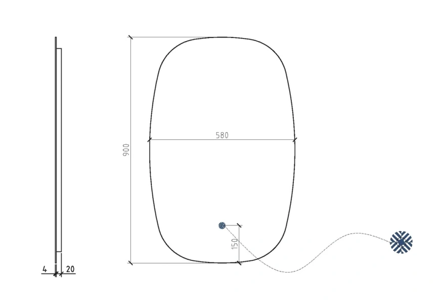 Зеркало с подсветкой Black&White Universe 58 см прямоугольное, прямоугольные - фото 6