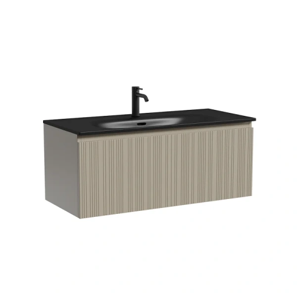 Тумба под раковину подвесная Sancos Code 100 см серая платина, серая - фото 7