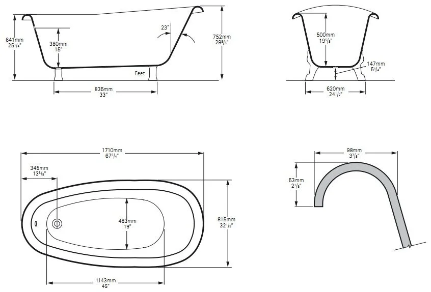 Ванна Victoria&Albert ROXBURGH, ROX-N-SW+FT-ROX-WH, 170 х 80 см - фото 3