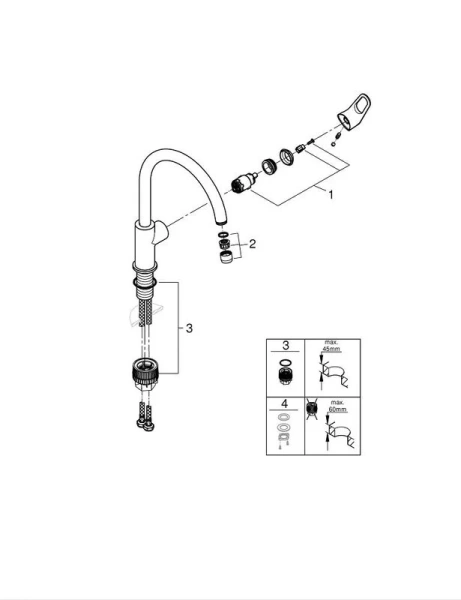 Смеситель для кухни Grohe BauFlow с высоким изливом хром - фото 3