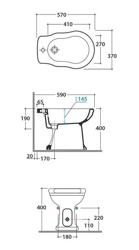 Биде напольное, 1 отверстие под смеситель, Globo Paestum, в наличии - фото 2