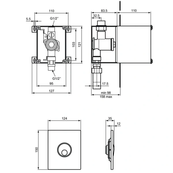 Клавиша смыва Ideal Standard ProSys Septa Pro R0139 антивандальная - фото 3