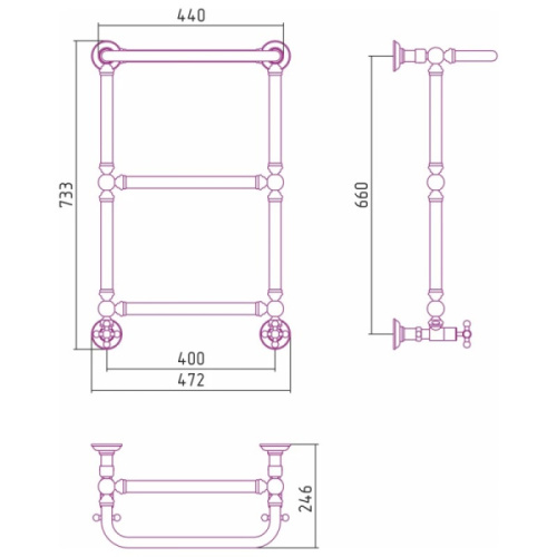 Полотенцесушитель водяной Сунержа Ренессанс 40х66 см другие цветовые решения - фото 2