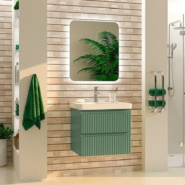 Тумба под раковину подвесная Brevita Victory 60 см зеленая - фото 4