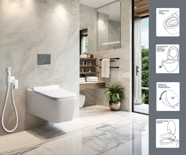 Унитаз подвесной Ceruttispa Viola с сиденьем микролифт - фото 3