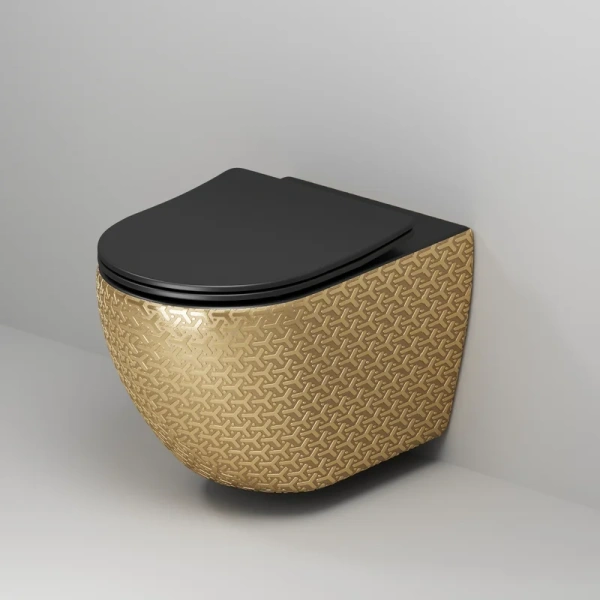 Унитаз подвесной Grossman Color золотой/черный, цветные - фото 6