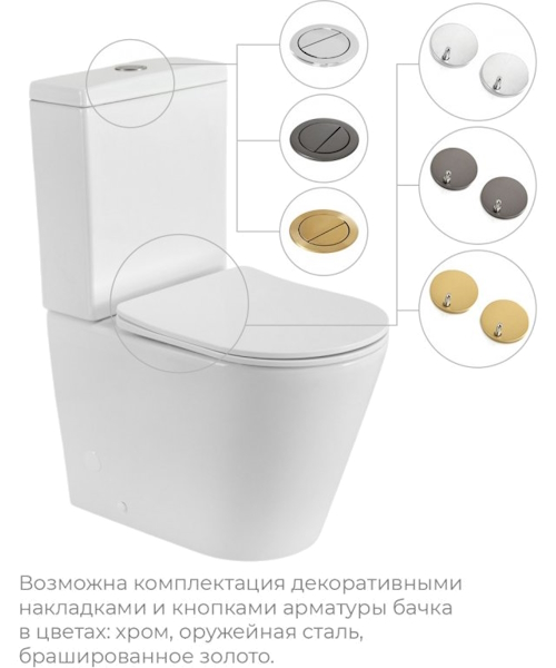 Унитаз компакт Cezares Liner-Tor безободковый, с горизонтальным, прямым выпуском, с прямым выпуском - фото 7