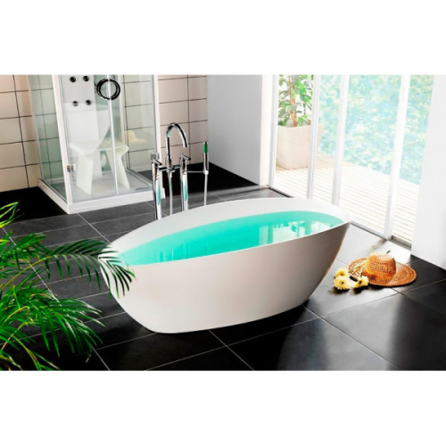 Ванна из литьевого мрамора со сливом-переливом, правая, Romance Collections Fusion 1560710565R, 180x80 см - фото 2