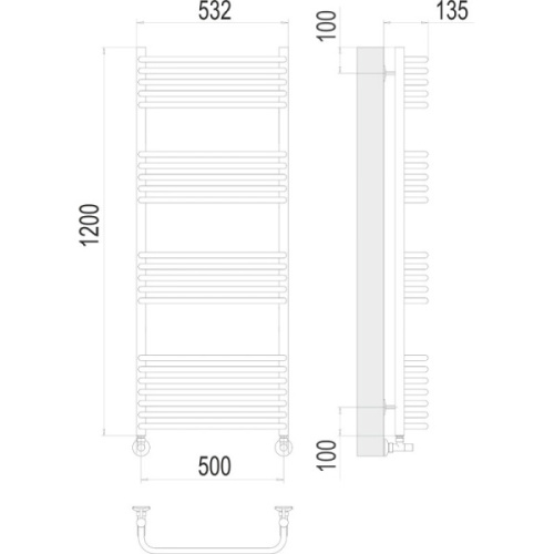 Полотенцесушитель водяной Terminus Стандарт П22 500x1200 хром - фото 3