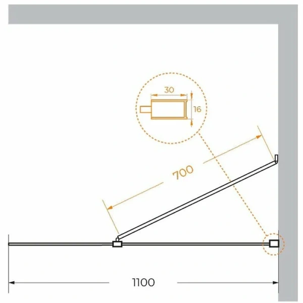 Душевая перегородка Cezares Liberta 110 см стекло прозрачное, профиль хром, современные, hi-tech - фото 2