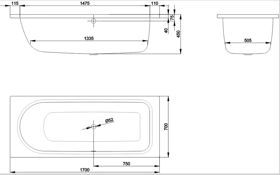 Ванна стальная Bette Ocean 8855-000, 170 х 75 см, белая - фото 3