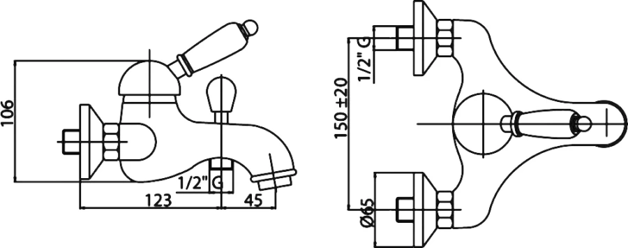 Смеситель для ванны Cezares Vintage золото, для ванны - фото 2