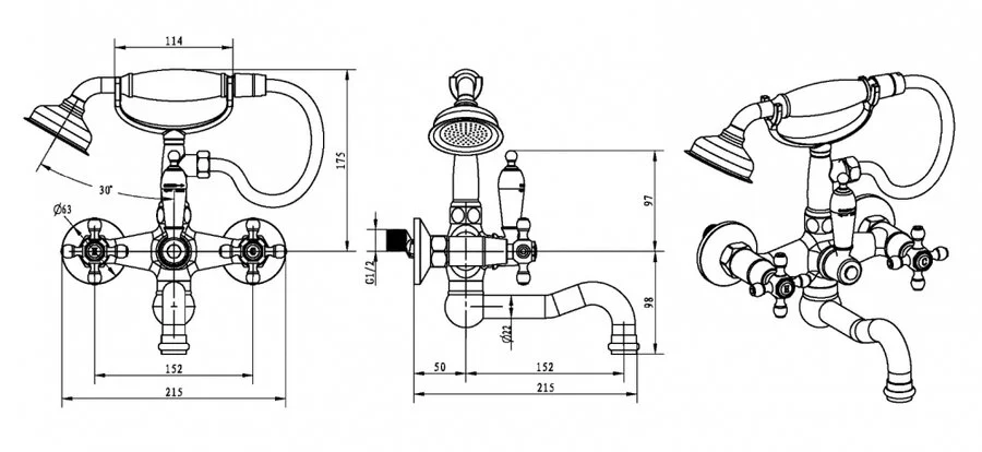 Смеситель для ванны Boheme Flora с душем - фото 2