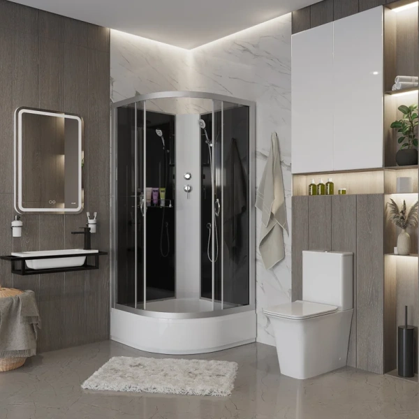 Душевая кабина Niagara Classic 100x100 см стекло тонированное, со средним поддоном - фото 3