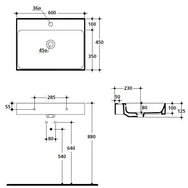 Раковина Kerasan Cento 60 см белая, современные, hi-tech - фото 2