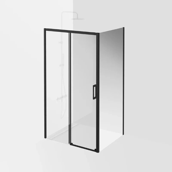 Душевая дверь в нишу Kerama Marazzi Vetro 110 см профиль черный - фото 4